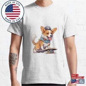 Corgi Riding A Skateboard Classic T-Shirt